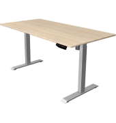 Sitz-Steh-Schreibtisch Move 1, elektrisch höhenverstellbar, 74-123cm (H), 160x80cm (BxT), rechteckig, ahorn / silber