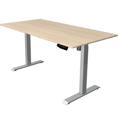 Sitz-Steh-Schreibtisch Move 1, elektrisch höhenverstellbar, 74-123cm (H), 160x80cm (BxT), rechteckig, ahorn / silber