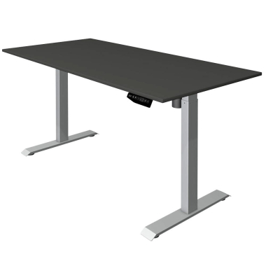 Sitz-Steh-Schreibtisch Move 1, elektrisch höhenverstellbar, 74-123cm (H), 160x80cm (BxT), rechteckig, anthrazit / silber