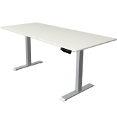 Sitz-Steh-Schreibtisch Move 1, elektrisch höhenverstellbar, 74-123cm (H), 180x80cm (BxT), rechteckig, weiß / silber