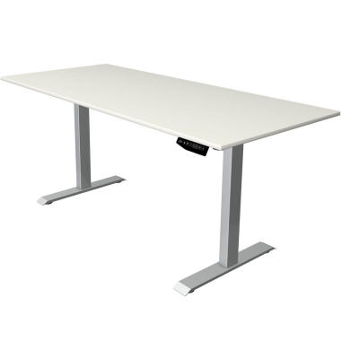 Sitz-Steh-Schreibtisch Move 1, elektrisch höhenverstellbar, 74-123cm (H), 180x80cm (BxT), rechteckig, weiß / silber