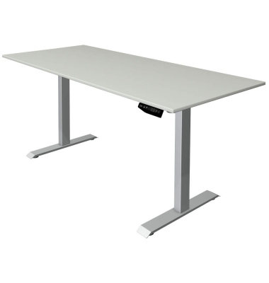 Sitz-Steh-Schreibtisch Move 1, elektrisch höhenverstellbar, 74-123cm (H), 180x80cm (BxT), rechteckig, lichtgrau / silber