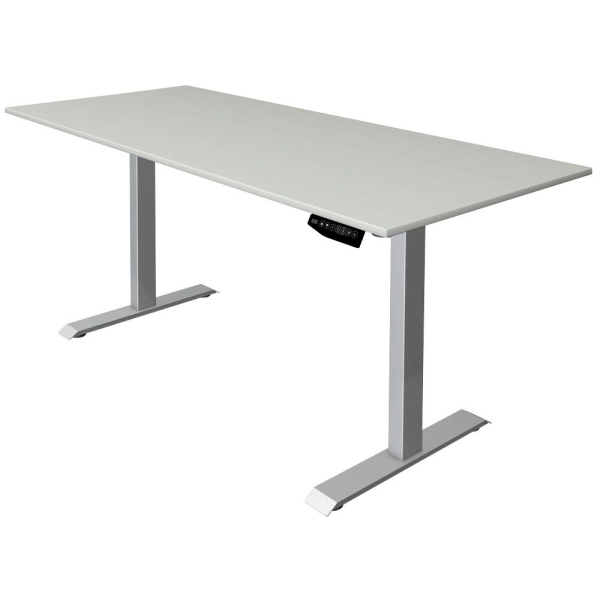 4044917439146 - Move 1 Elektrisch Höhenverstellbar Sitz-Stehschreibtisch Rechteckig Hellgrau T-Fuß 1800 (B) x 800 (T) x 1230 (H) mm Melamin Stahl