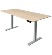 Sitz-Steh-Schreibtisch Move 1, elektrisch höhenverstellbar, 74-123cm (H), 180x80cm (BxT), rechteckig, ahorn / silber