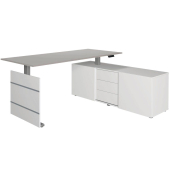 Sitz-Steh-Schreibtischkombination Move 3 10236111, elektrisch höhenverstellbar 72-120cm (H), 180x80cm (BxT), rechteckig, lichtgrau / silber/weiß