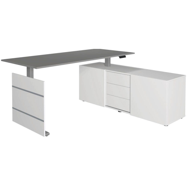 4044917439214 - Sitz-Steh-Schreibtischkombination Move 3 10236312 elektrisch höhenverstellbar 72 - 120cm (H) 180cmx80cm (BxT) rechteckig gra