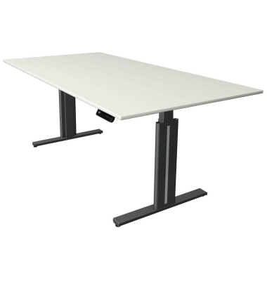 Sitz-Steh-Schreibtisch Move 3 elegant, elektrisch höhenverstellbar, 72-120cm (H), 200x100cm (BxT), rechteckig, weiß / anthrazit