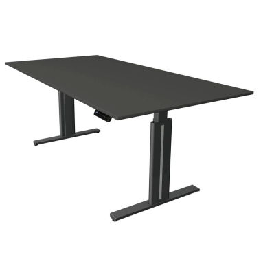 Sitz-Steh-Schreibtisch Move 3 elegant, elektrisch höhenverstellbar, 72-120cm (H), 200x100cm (BxT), rechteckig, anthrazit / anthr