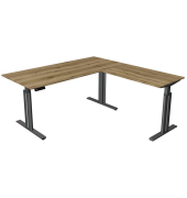 Sitz-Steh-Schreibtisch Move 3 elegant, elektrisch höhenverstellbar, 72-120cm (H), 180x180cm (BxT), L-Form, eiche / anthrazit