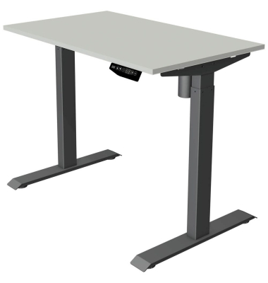 Sitz-Steh-Schreibtisch Move 1, elektrisch höhenverstellbar, 74-123cm (H), 100x60cm (BxT), rechteckig, lichtgrau / anthrazit