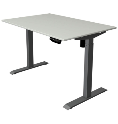 Sitz-Steh-Schreibtisch Move 1, elektrisch höhenverstellbar, 74-123cm (H), 120x80cm (BxT), rechteckig, lichtgrau / anthrazit