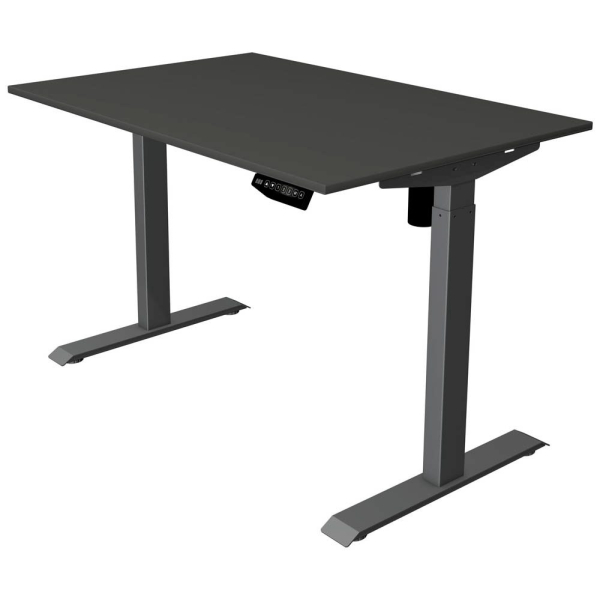 4044917440111 - Move 1 Elektrisch Höhenverstellbar Sitz-Stehschreibtisch Rechteckig Anthrazit T-Fuß 1200 (B) x 800 (T) x 1230 (H) mm Melamin Stahl