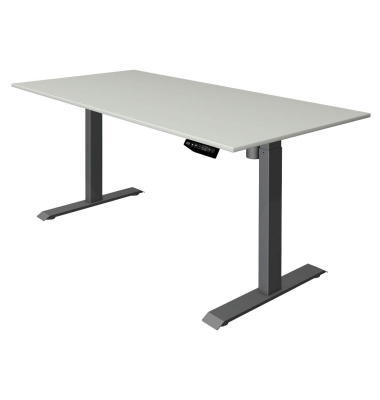 Sitz-Steh-Schreibtisch Move 1, elektrisch höhenverstellbar, 74-123cm (H), 160x80cm (BxT), rechteckig, lichtgrau / anthrazit
