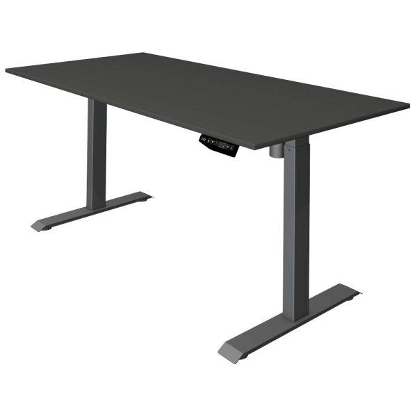 4044917440173 - Move 1 Elektrisch Höhenverstellbar Sitz-Stehschreibtisch Rechteckig Anthrazit T-Fuß 1600 (B) x 800 (T) x 1230 (H) mm Melamin Stahl