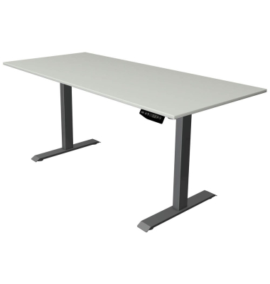 Sitz-Steh-Schreibtisch Move 1, elektrisch höhenverstellbar, 74-123cm (H), 180x80cm (BxT), rechteckig, lichtgrau / anthrazit