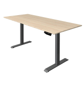 Sitz-Steh-Schreibtisch Move 1, elektrisch höhenverstellbar, 74-123cm (H), 180x80cm (BxT), rechteckig, ahorn / anthrazit