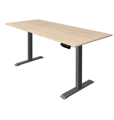 Sitz-Steh-Schreibtisch Move 1, elektrisch höhenverstellbar, 74-123cm (H), 180x80cm (BxT), rechteckig, ahorn / anthrazit
