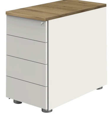 Standcontainer 12419955 Move, wei&szlig;/Eiche, 4 Schubladen, Spanplatte, melaminbeschichtet, abschlie&szlig;bar