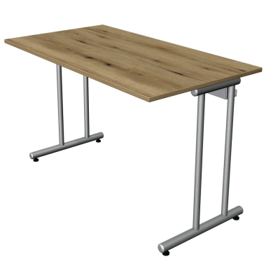 Schreibtisch Smart office, 75cm (H), 120x65cm (BxT), rechteckig, eiche / silber