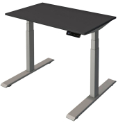 Sitz-Steh-Schreibtisch Smart office, elektrisch höhenverstellbar, 63-127cm (H), 100x60cm (BxT), rechteckig, anthrazit / silber