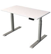 Sitz-Steh-Schreibtisch Smart office, elektrisch höhenverstellbar, 63-127cm (H), 120x65cm (BxT), rechteckig, weiß / silber