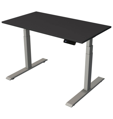 Sitz-Steh-Schreibtisch Smart office, elektrisch höhenverstellbar, 63-127cm (H), 120x65cm (BxT), rechteckig, anthrazit / silber