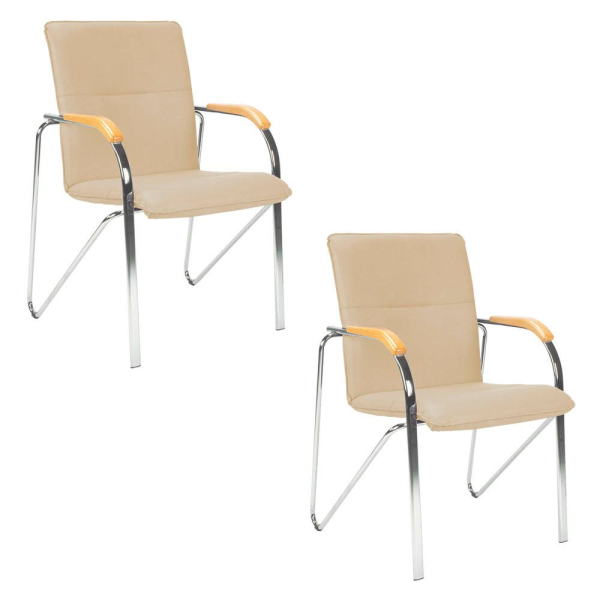 4045513003045 - Besucherstuhl SAMBA beige chrom mit Armlehnen 4-Fuß-Gestell 4045513003045 2 Stück 4045513003045 - Besucherstuhl SAMBA beige chrom mit Armlehnen 4-Fuß-Gestell 4045513003045 2 Stück