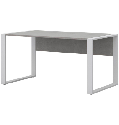 Schreibtisch, 74cm (H), 150x80cm (BxT), rechteckig, beton / weiß