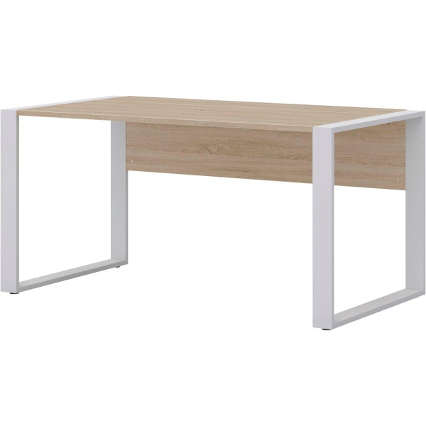 4050211981960 - Home Office Schreibtisch TEMPIO Rechteck Kufen B 1500 x T 800 x H 740 mm Sonoma Eiche Nachbildung weiß + Kabelführungsbügel 4050211981960 - Home Office Schreibtisch TEMPIO Rechteck Kufen B 1500 x T 800 x H 740 mm Sonoma Eiche Nachbildung weiß + Kabelführungsbügel