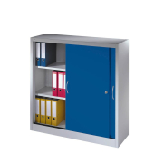 Aktenschrank 2047-00, Stahl abschließbar, 3 OH, 120 x 120 x 40 cm, enzianblau/lichtgrau