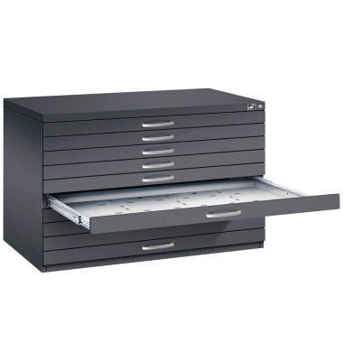 7100 Planschrank schwarz/schwarz 10 Schubladen