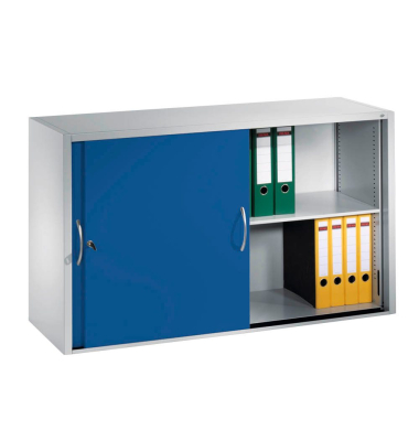 Aktenschrank 2045-00, Stahl abschließbar, 2 OH, 120 x 79 x 40 cm, blau/lichtgrau