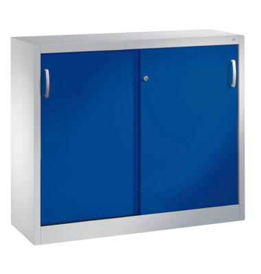 Aktenschrank 2046-00, Stahl abschließbar, 2 OH, 120 x 97,5 x 40 cm, blau/lichtgrau