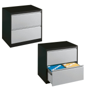 Hängeregistraturschränke doppelbahnig, 2 Schubfächer, anthrazit/silber