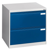 Hängeregistraturschränke doppelbahnig, 2 Schubfächer, lichtgrau/blau