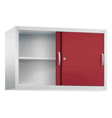 Aktenschrank 2045-00, Stahl abschließbar, 2 OH, 120 x 79 x 40 cm, rot/lichtgrau