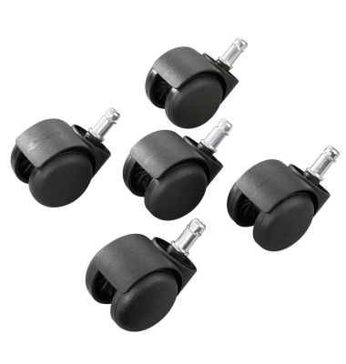 Bürostuhl-Ersatzrollen FÜR TEPPICHBÖDEN, Stiftlänge 25mm, StiftØ 11mm, für Teppichboden, schwarz