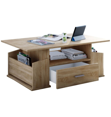Couchtisch Junata, 44cm (H), 110x52cm (BxT), rechteckig, eiche / braun