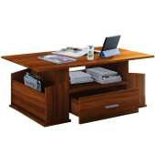 Couchtisch Junata, 44cm (H), 110x52cm (BxT), rechteckig, walnuss / braun