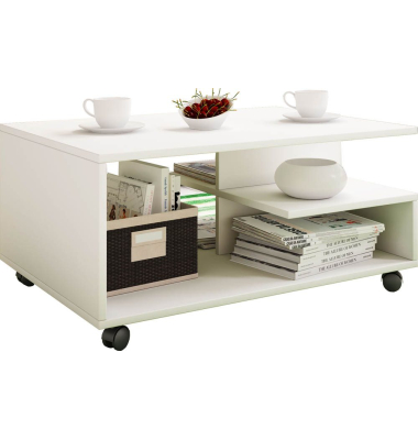 Couchtisch Stango, 40cm (H), 80x50cm (BxT), rechteckig, weiß / weiß