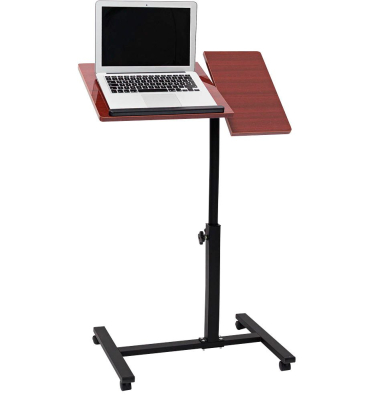 Computertisch 10019333_47, höhenverstellbar 58-95cm (H), 60x40,5cm (BxT), rotbraun / schwarz