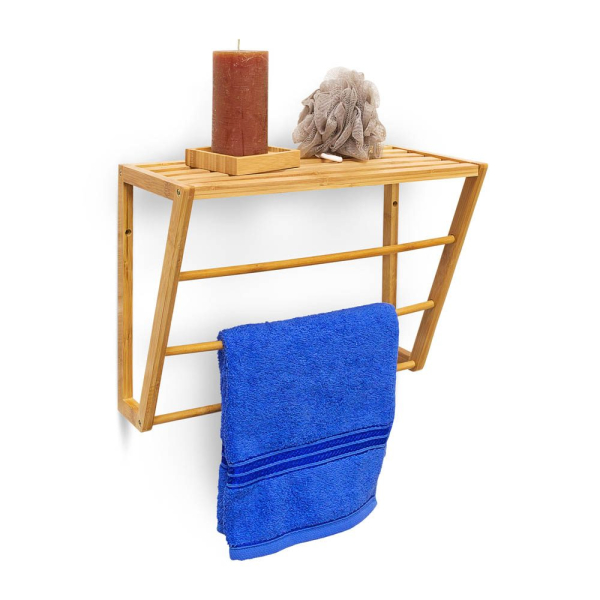 4052025191931 - Relaxdays - Wandhandtuchhalter Bambus mit Ablage hbt 30 x 42 x 20 cm Handtuchhalter zur Wandmontage mit 3 Handtuchstangen kleines Badregal aus Holz 4052025191931 - Relaxdays - Wandhandtuchhalter Bambus mit Ablage hbt 30 x 42 x 20 cm Handtuchhalter zur Wandmontage mit 3 Handtuchstangen kleines Badregal aus Holz