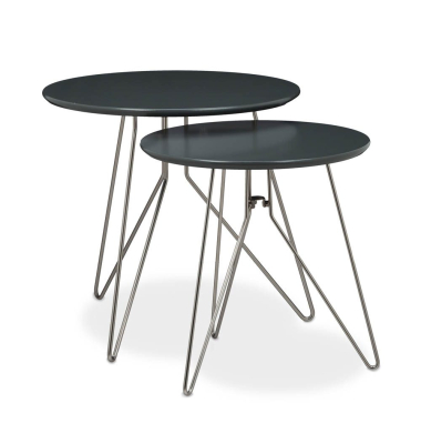 Beistelltisch-Set 10020364_0, 40/44cm (H), 40/60cmx40/48cm (BxT), rund, grau / silber