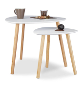 Beistelltisch-Set 10020988_0, 40/48cm (H), 40/60cmx40/60cm (BxT), dreieckig abgerundet, weiß / braun