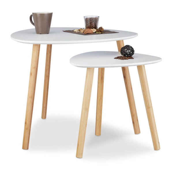 4052025209889 - Satztisch 2er Set platzsparende Beistelltische im nordischen Design Blumentisch und Zeitungsablage weiß - Relaxdays 4052025209889 - Satztisch 2er Set platzsparende Beistelltische im nordischen Design Blumentisch und Zeitungsablage weiß - Relaxdays