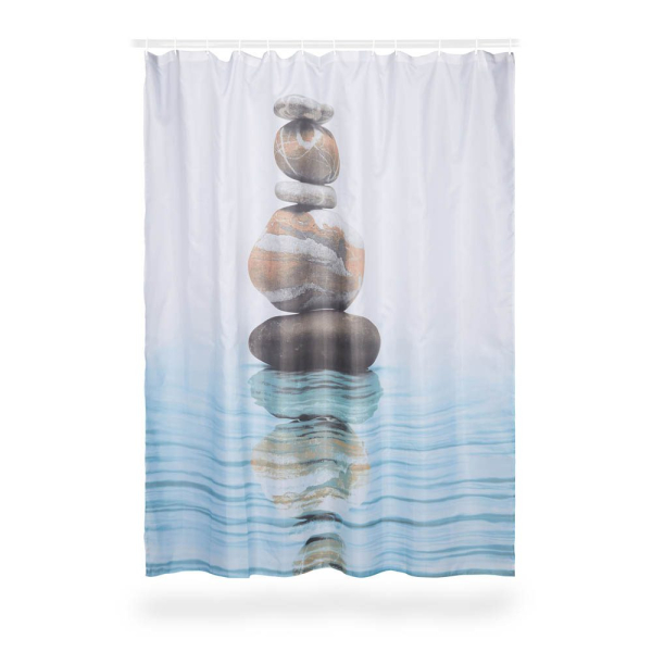 4052025226138 - Relaxdays Duschvorhang Motiv Steine auf Wasser Polyester waschbar Anti-Schimmel Badewannenvorhang 180x180 cm blau 4052025226138 - Relaxdays Duschvorhang Motiv Steine auf Wasser Polyester waschbar Anti-Schimmel Badewannenvorhang 180x180 cm blau
