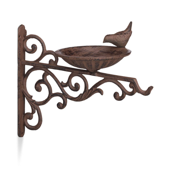 4052025229719 - Relaxdays - Vogeltränke Gusseisen Wandmontage Wetterfest Rostfrei Wildvögel Gartendeko HxBxT 24 x 28 x 14 cm braun 4052025229719 - Relaxdays - Vogeltränke Gusseisen Wandmontage Wetterfest Rostfrei Wildvögel Gartendeko HxBxT 24 x 28 x 14 cm braun