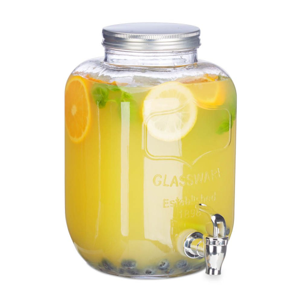 4052025234300 - Relaxdays Getränkespender 5 l Glas Zapfhahn Retro Saftspender Gastro Vintage Limonadenspender Gartenparty klar 4052025234300 - Relaxdays Getränkespender 5 l Glas Zapfhahn Retro Saftspender Gastro Vintage Limonadenspender Gartenparty klar