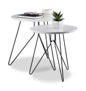 Beistelltisch-Set 10024558_0, 40/48cm (H), 40/48cmx40/48cm (BxT), rund, weiß / schwarz