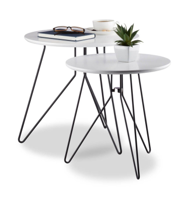 Beistelltisch-Set 10024558_0, 40/48cm (H), 40/48cmx40/48cm (BxT), rund, weiß / schwarz